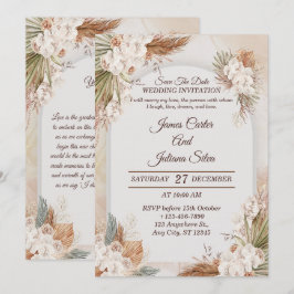 Convite de Casamento Floral Elegante Cartão Modern