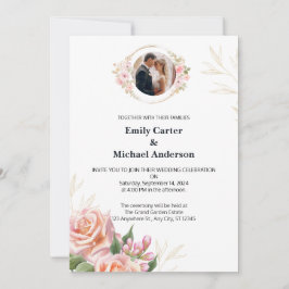 Convite de Casamento Floral Elegante com Acento Do