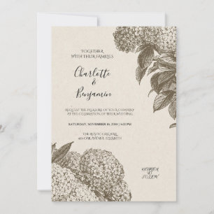 Convite de Casamento Floral Elegante com Desenho V