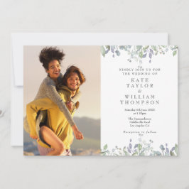 Convite de Casamento Floral Elegante com Foto Tudo
