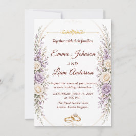 Convite de Casamento Floral Elegante com Moldura D