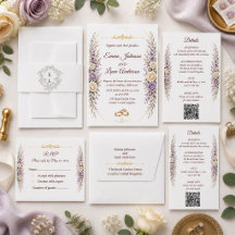 Convite de Casamento Floral Elegante com Moldura D