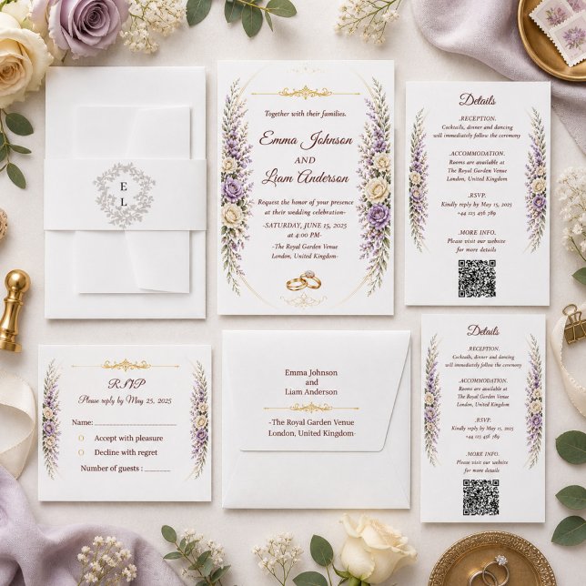 Convite de Casamento Floral Elegante com Moldura D (Criador carregado)