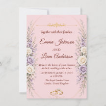 Convite de Casamento Floral Elegante com Moldura D