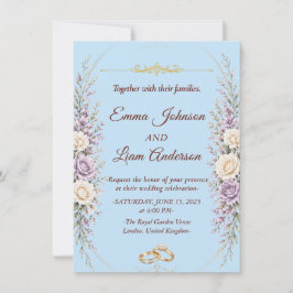 Convite de Casamento Floral Elegante com Moldura D