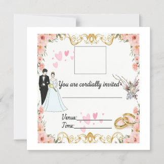 Convite de Casamento Floral Elegante com Noiva a