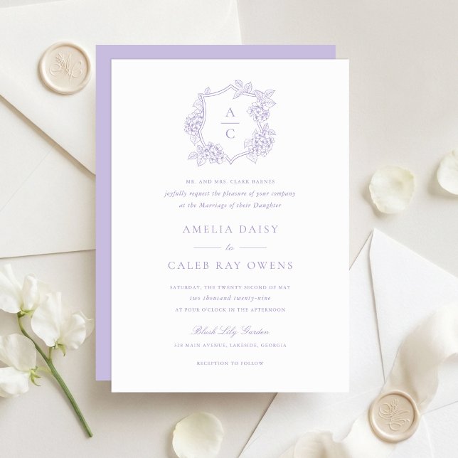 Convite de Casamento Floral Elegante Crista de Hor (Criador carregado)