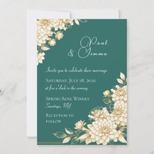Convite de Casamento Floral Elegante Dahlia