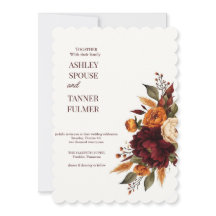 Convite de Casamento Floral Elegante de Outono