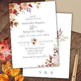 Convite de Casamento Floral Elegante de Outono