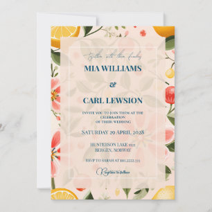 Convite de Casamento Floral Elegante e Rosa Bege