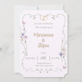 Convite de Casamento Floral Elegante Editável Pers