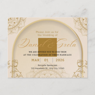 Convite de Casamento Floral Elegante em Postcard