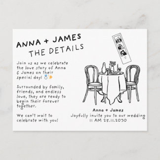 Convite de Casamento Floral Elegante em Postcard