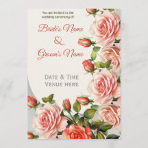 Convite de Casamento Floral Elegante em Tons de Pê