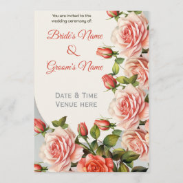 Convite de Casamento Floral Elegante em Tons de Pê