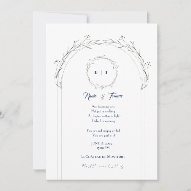 Convite de Casamento Floral Elegante – Fácil de Pe (Frente)