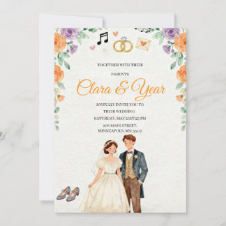 Convite de Casamento Floral Elegante | Garde Român