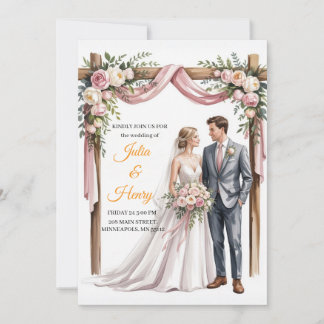 Convite de Casamento Floral Elegante | Garde Român