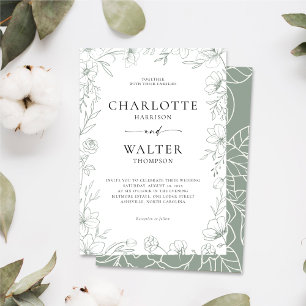 Convite de Casamento Floral Elegante Minimalista