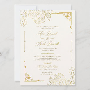 Convite de Casamento Floral Elegante Romântico Dou