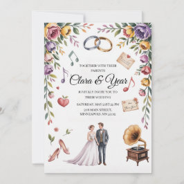 Convite de Casamento Floral Elegante | Romântico J