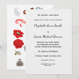 Convite de Casamento Floral Elegante Rosa Vermelha