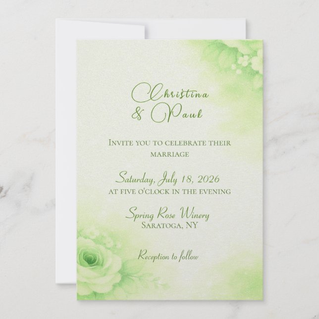Convite de Casamento Floral Elegante Sage (Frente)