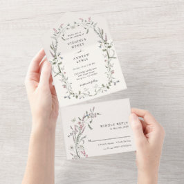 Convite de Casamento Floral Elegante Tudo em Um