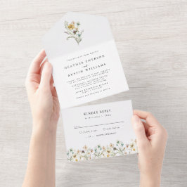 Convite de Casamento Floral Elegante Tudo em Um