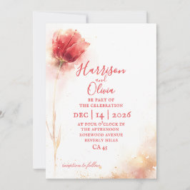 Convite de casamento floral elegante Tulipa Rosa E
