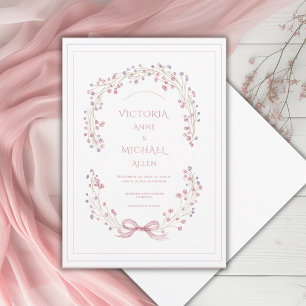 Convite de Casamento Floral Elegante Vintage