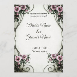 Convite de Casamento Floral Elegante Vintage Art N