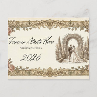 Convite de Casamento Floral Elegante Vintage em Ca
