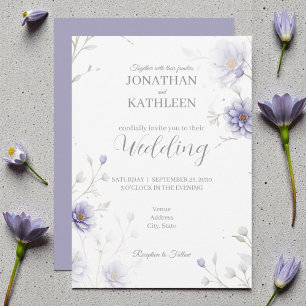 Convite de Casamento Floral em Aquarela Azul Marin