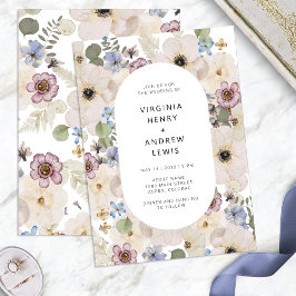 Convite de Casamento Floral em Aquarela Boho Moder