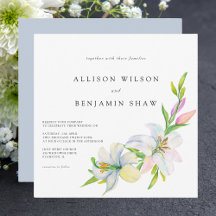 Convite de Casamento Floral em Aquarela Clássica E