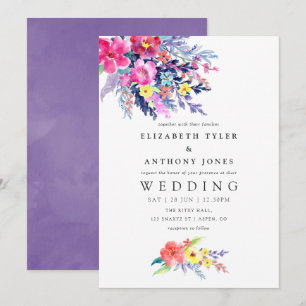 Convite de Casamento Floral em Aquarela Colorida