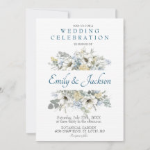 Convite de Casamento Floral em Aquarela com Eucali
