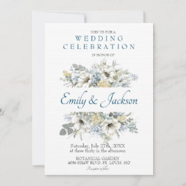 Convite de Casamento Floral em Aquarela com Eucali