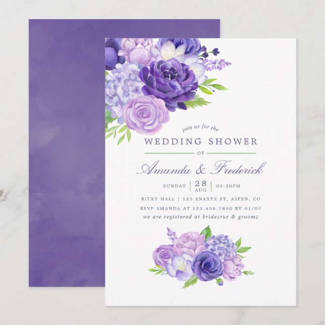 Convite de Casamento Floral em Aquarela com Tonali (Frente/Verso)