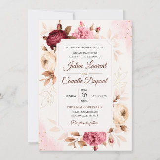 Convite de Casamento Floral em Aquarela Elegante