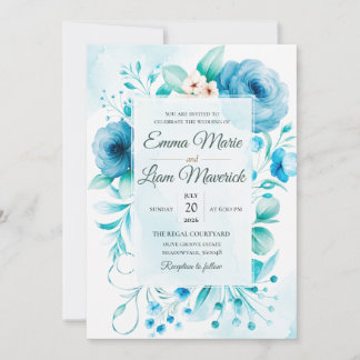 Convite de Casamento Floral em Aquarela Elegante