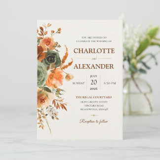 Convite de Casamento Floral em Aquarela Elegante