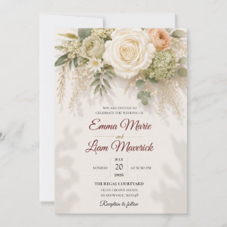 Convite de Casamento Floral em Aquarela Elegante