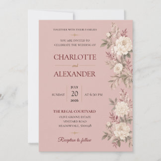 Convite de Casamento Floral em Aquarela Elegante