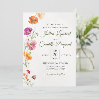 Convite de Casamento Floral em Aquarela Elegante