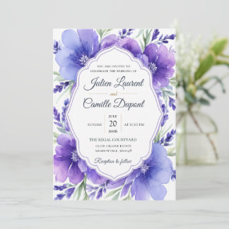 Convite de Casamento Floral em Aquarela Elegante
