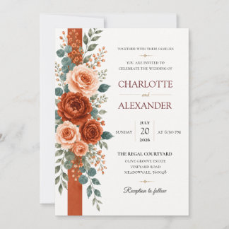 Convite de Casamento Floral em Aquarela Elegante