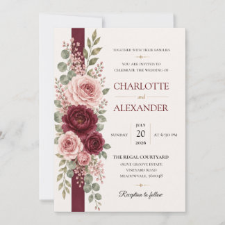 Convite de Casamento Floral em Aquarela Elegante